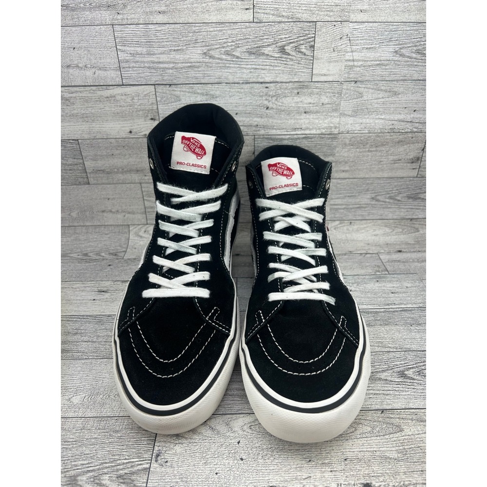 Vans Sk8-Hi Pro Classics Men 9.5 Black White Suede High Top Skate Shoes 721454
